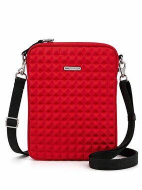 REBECCA MINKOFF Red Neoprene Pyramid Stud iPad Tablet Case Bag